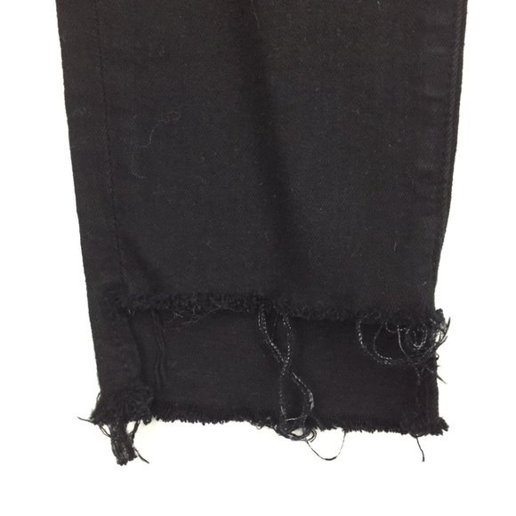 FRAME Le Skinny De Jeanne Film Noir Black Raw Step Hem Logo Hardware Denim Jeans - Picture 7 of 10